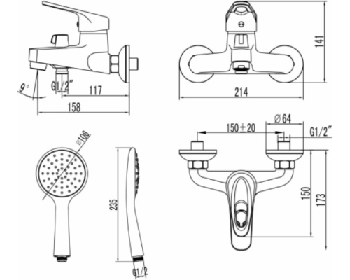 Смеситель для ванны Lemark Luna LM4134C Хром
