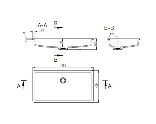 Раковина Salini Marea 75 10 1802210M Белая матовая