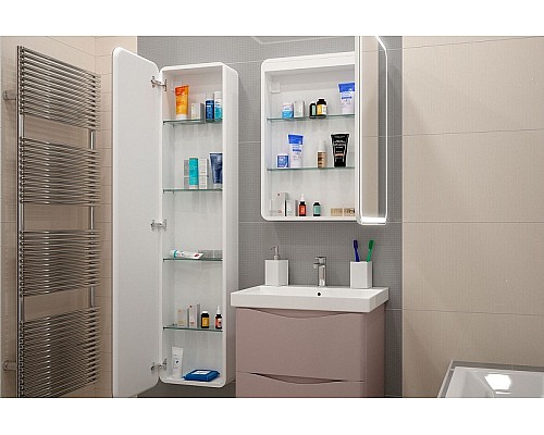 Зеркальный шкаф Art&Max Platino AM-Pla-600-800-1D-R-DS-F с подсветкой с сенсорным выключателем Белый