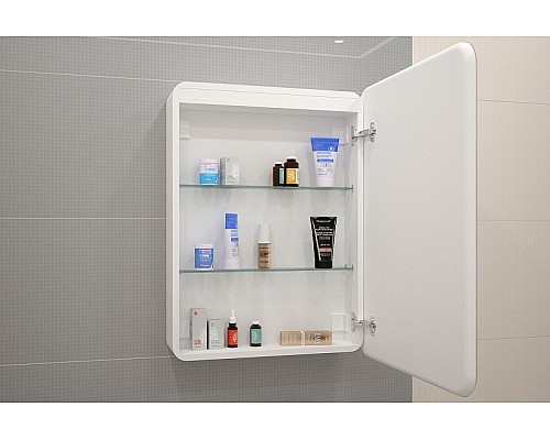 Зеркальный шкаф Art&Max Platino AM-Pla-600-800-1D-R-DS-F с подсветкой с сенсорным выключателем Белый