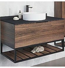 Тумба с раковиной Comforty Порто 90 00-00008927 подвесная Дуб темно-коричневый