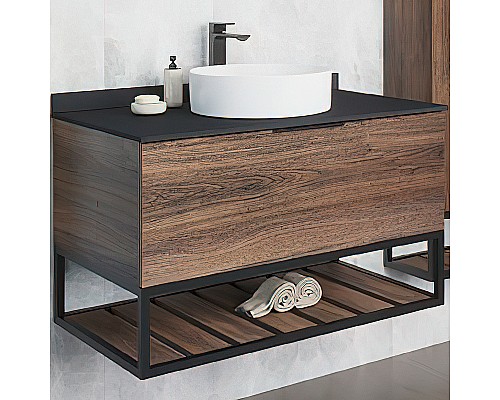 Тумба с раковиной Comforty Порто 90 00-00008927 подвесная Дуб темно-коричневый
