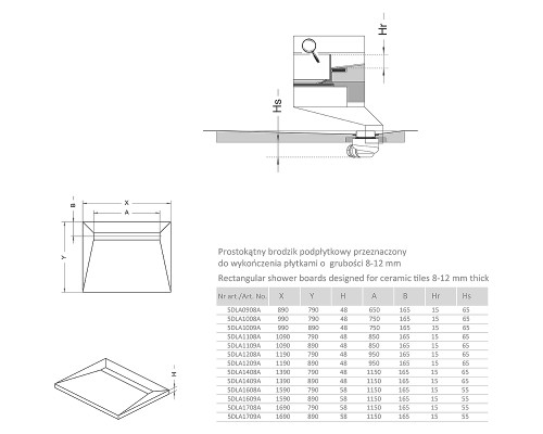 Душевая плита Radaway RadаDrain 89x79 с решеткой под плитку Basic