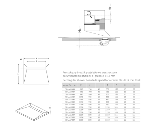 Душевая плита Radaway RadаDrain 89x79 с решеткой под плитку Basic