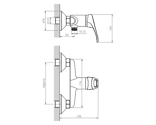 Смеситель для душа Decoroom DR21056 Хром