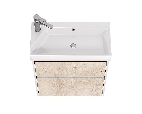 Тумба под раковину Dreja Slim 65 99.0501 подвесная Дуб кантри Белый глянец