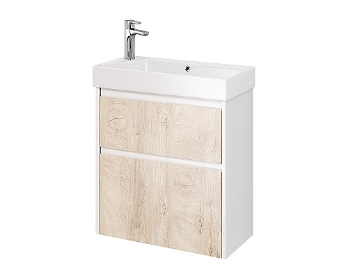 Тумба под раковину Dreja Slim 65 99.0501 подвесная Дуб кантри Белый глянец