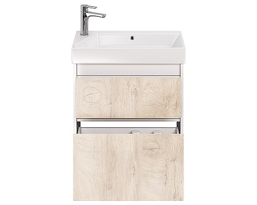Тумба под раковину Dreja Slim 65 99.0501 подвесная Дуб кантри Белый глянец