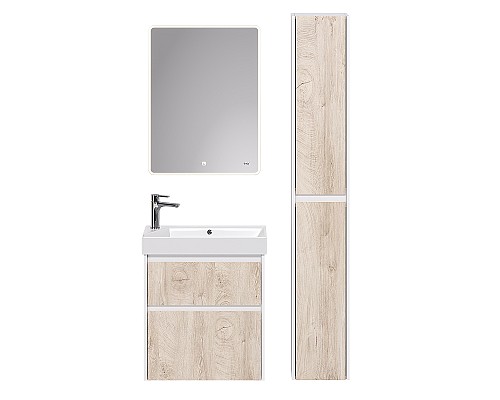 Тумба под раковину Dreja Slim 65 99.0501 подвесная Дуб кантри Белый глянец