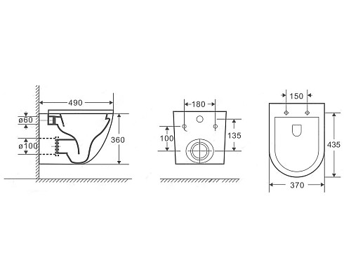 Унитаз CeramaLux 2197B-18 подвесной Черный глянцевый с сиденьем Микролифт