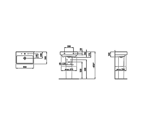 Раковина Laufen Pro 8.1895.8.000.104.1