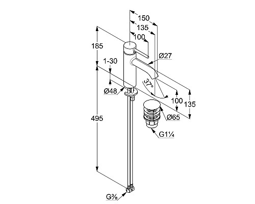 Смеситель для раковины Kludi Bozz 382880576 Хром