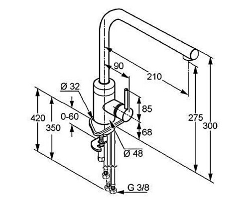 Однорычажный кухонный смеситель с байонетным креплением Kludi L-Ine 428170577