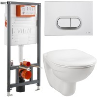 Комплект унитаза с инсталляцией Vitra Normus с сиденьем и кнопкой смыва Матовый