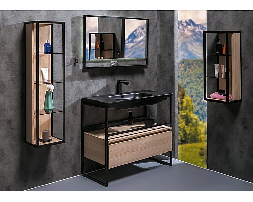 Пенал Armadi Art Loft высокий light wood, полки стекло