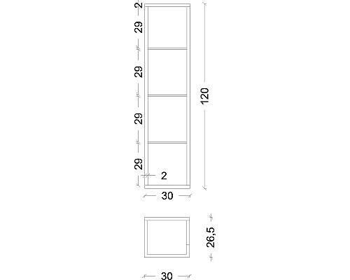 Пенал Armadi Art Loft высокий light wood, полки стекло