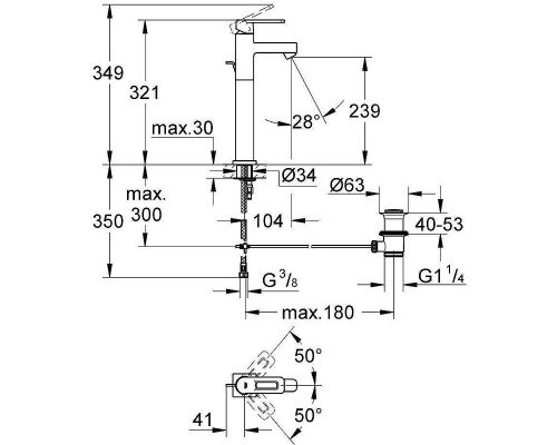Смеситель для раковины Grohe Quadra Хром