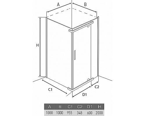 Душевой уголок Alex Baitler 100x100 AB214-100 профиль Хром стекло прозрачное