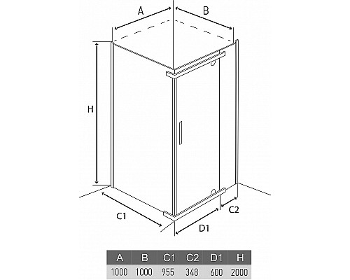 Душевой уголок Alex Baitler 100x100 AB214-100 профиль Хром стекло прозрачное