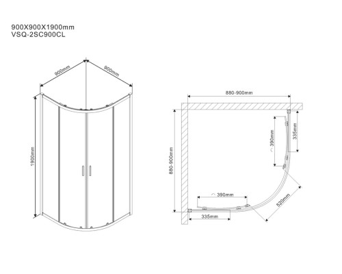 Душевой уголок Vincea Scala 90x90 Хром, арт