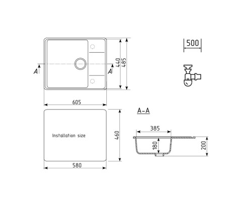 Кухонная мойка Ulgran Quartz Prima 605-09 мокрый асфальт