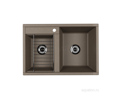 Мойка для кухни Делия 78 DBL 2 чаши серый шелк Aquaton