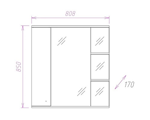 Зеркало со шкафом Onika Эльбрус 80.02 R 208022 с подсветкой Белое