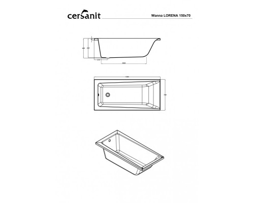 Ванна прямоугольная Cersanit LORENA 150