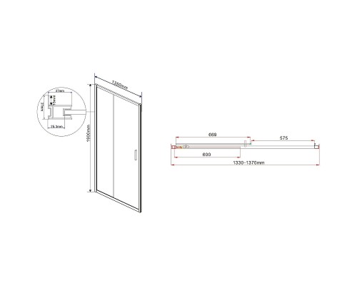 Душевая дверь Vincea Garda 135 VDS-1G135CL профиль Хром стекло прозрачное