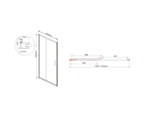 Душевая дверь Vincea Garda 135 VDS-1G135CL профиль Хром стекло прозрачное