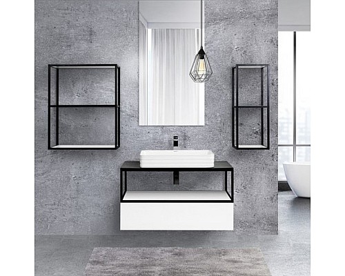 Консоль под раковину Cezares Cadro 100 CADRO50-100/50/30-1C-SO-MET-ST Черная матовая