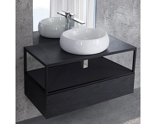 Консоль под раковину Cezares Cadro 100 CADRO50-100/50/30-1C-SO-MET-ST Черная матовая