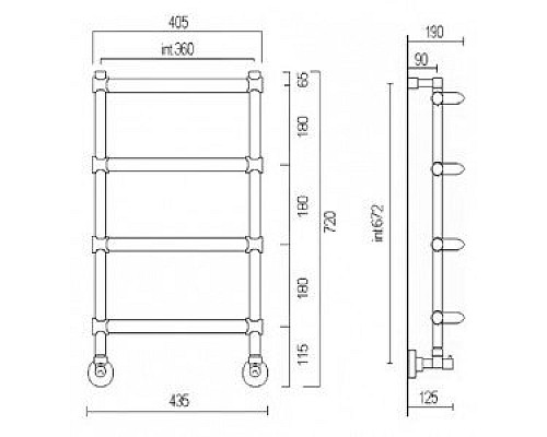 Полотенцесушитель водяной, золото, Margaroli Luna 4323704GON