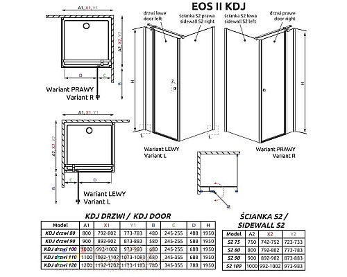Душевая дверь EOS II KDJ 100/L 3799422-01L