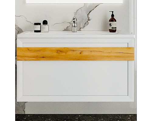 Тумба под раковину Бриклаер Берлин 100 4627125416095 подвесная Белый глянец