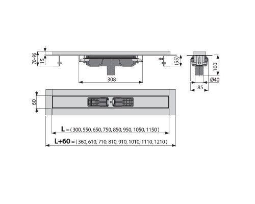 Душевой лоток AlcaPlast Low 850 с опорами