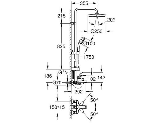 Душевая система Grohe Tempesta Cosmopolitan System Хром