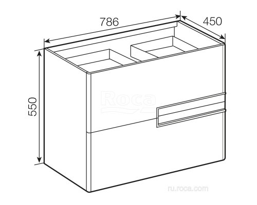 Тумба под раковину Roca Victoria Nord Black Edition 80 ZRU9000097 2 ящика