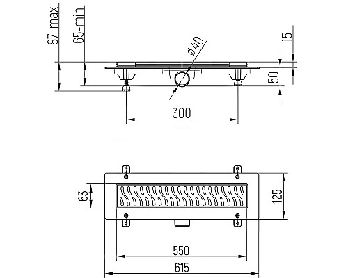 Душевой лоток Paini Harmony 550 CH550H с решеткой Хром
