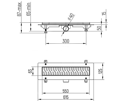 Душевой лоток Paini Harmony 550 CH550H с решеткой Хром