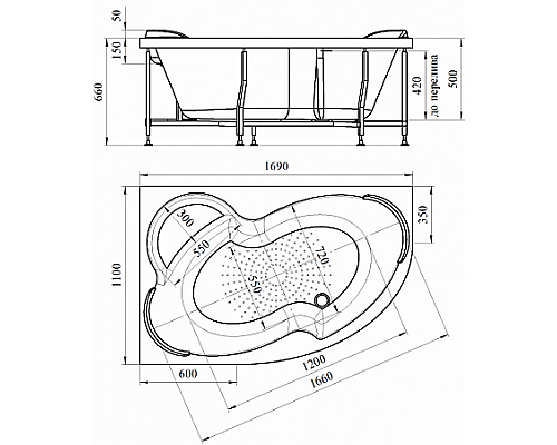 Акриловая ванна Ирма 1 Radomir 2-01-0-2-1-217 169x110