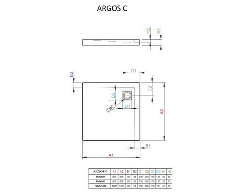 Акриловый поддон для душа Radaway Argos C 90x90x6 белый