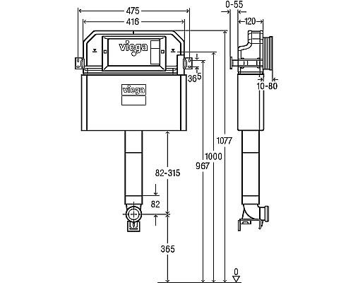 Смывной бачок Viega Prevista Dry 8502 771904 без клавиши смыва