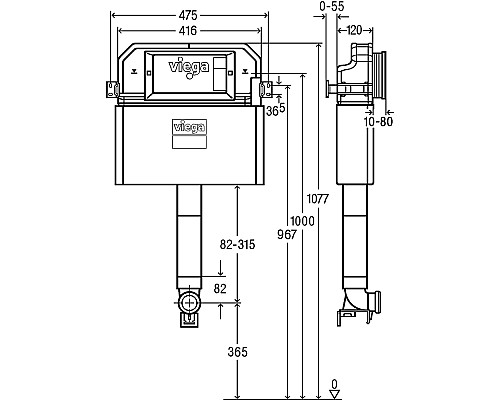 Смывной бачок Viega Prevista Dry 8502 771904 без клавиши смыва