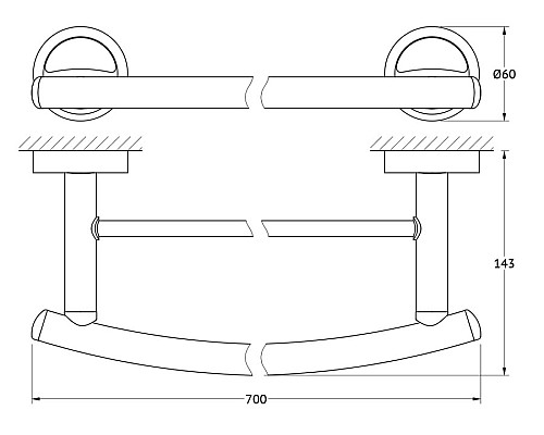 Штанга для полотенца двойная (хром) FBS ELL 038 70 см
