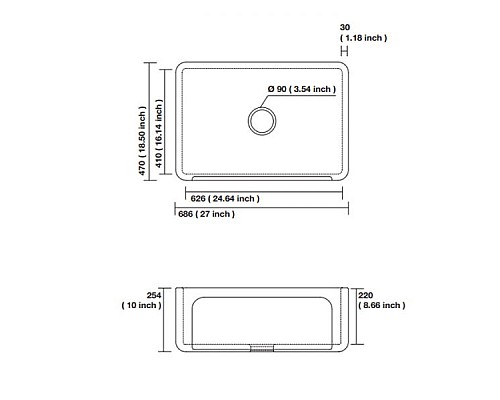 Раковина кухонная Kerasan Hannah Yorkshire 542001 68.6х47