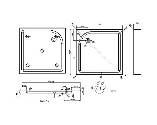 Акриловый поддон для душа Azario 100х100 P110 R/L (P11010) Белый