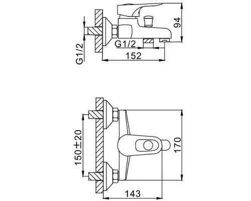 Смеситель для ванны Frap H28 F3028-B Хром