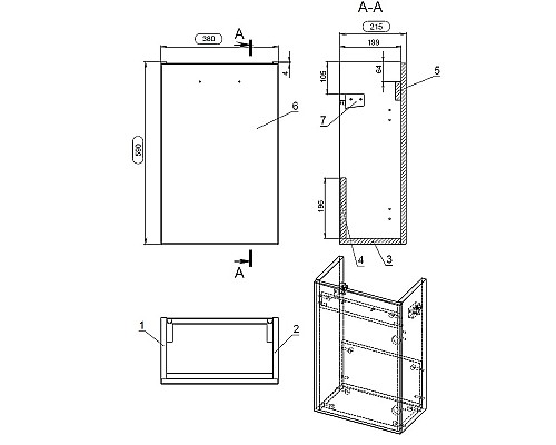 Тумба под раковину Cersanit Lara 40 63420 подвесная Орех