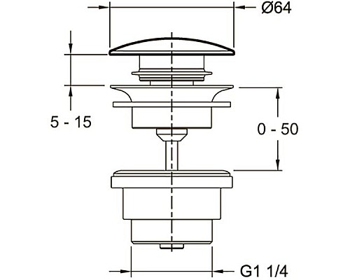 Донный клапан Jacob Delafon Noivelle Vague E30536-BCN click-clack Золото матовое